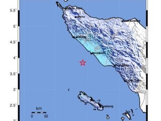 Gempabumi Tektonik M5,2 di Samudera Hindia Pantai Barat Sumatera, Aceh, dan Tidak Berpotensi Tsunami