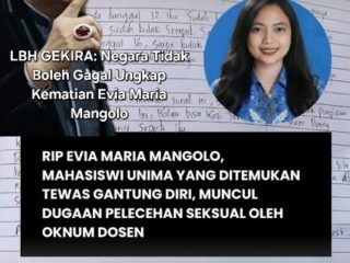LBH GEKIRA: Kematian Mahasiswi Unima Harus Diusut Tuntas