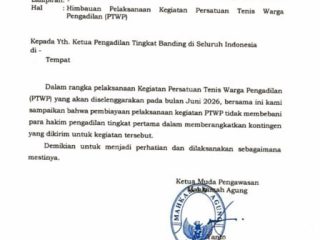 MA Larang Biaya Kontingen Tenis PTWP 2026 Bebani Hakim