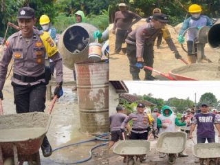 Dari Pengabdian ke Aksi Nyata, Bhabinkamtibmas Polsek Punggur Ikut Bangun Infrastruktur Desa