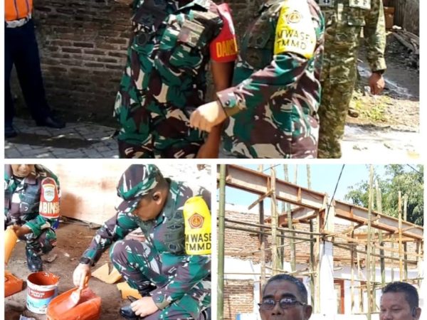 Gotong Royong Warga dan TNI Percepat Rehab Musholla Program TMMD ke-128 Kodim 0623/Cilegon
