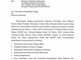 MA terbitkan Imbauan kepada Seluruh KPT Terkait Penyesuaian KUHP-KUHAP