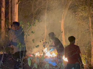 Respons Cepat Polsek Mancak, Kebakaran Lahan Gunung Mokol Berhasil Dipadamkan